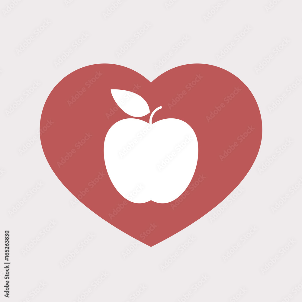 Fototapeta premium Isolated heart with an apple