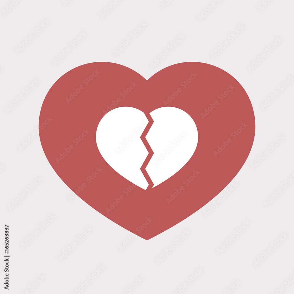 Isolated heart with a broken heart