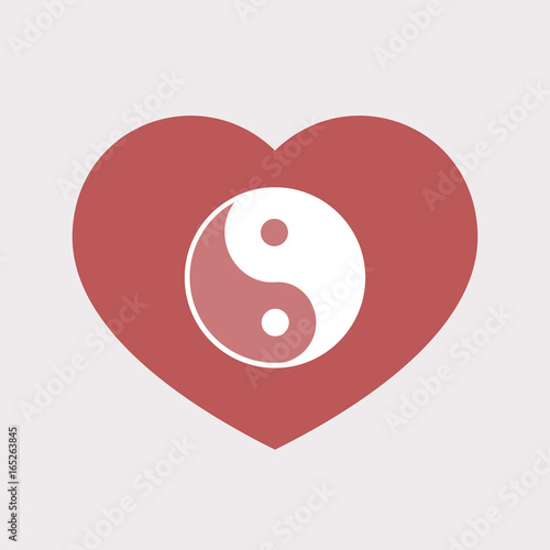Isolated heart with a ying yang