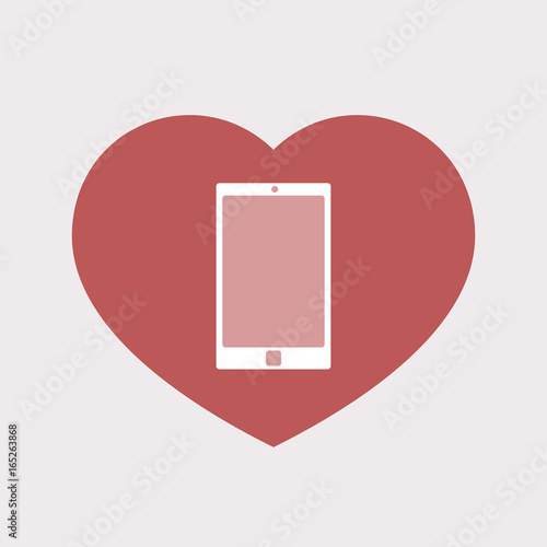 Isolated heart with a smart phone