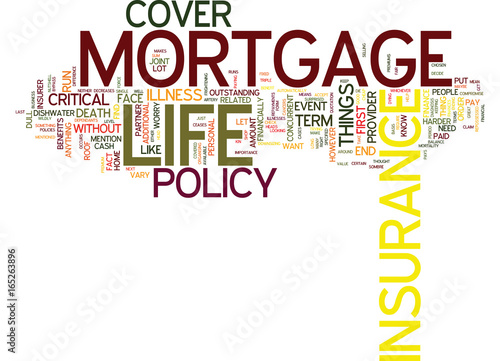 THE IMPORTANCE OF MORTGAGE LIFE INSURANCE Text Background Word Cloud Concept