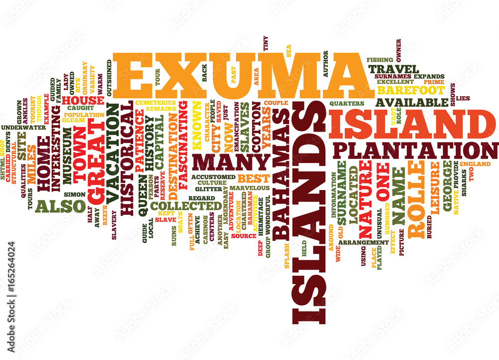THE EXUMA ISLANDS OF THE BAHAMAS Text Background Word Cloud Concept the-exuma-islands-of-the-bahamas-text-background-word-cloud-concept