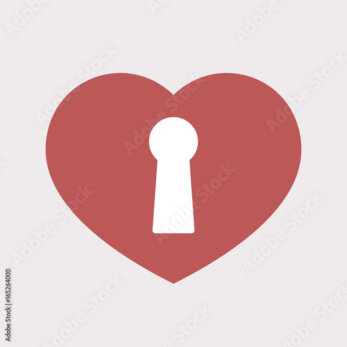 Isolated heart with a key hole