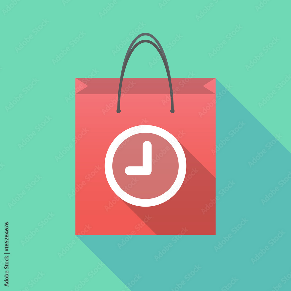 Long shadow shopping bag with a clock Long shadow shopping bag with a clock
