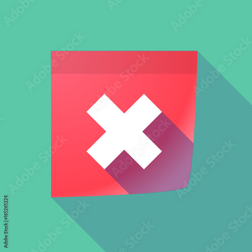 Long shadow paper note with an x sign