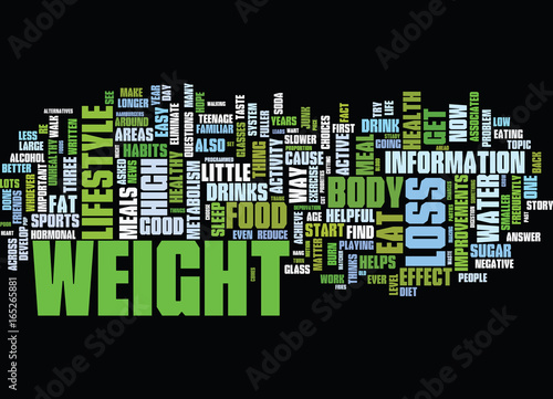 THE EASY SIDE OF WEIGHT LOSS Text Background Word Cloud Concept