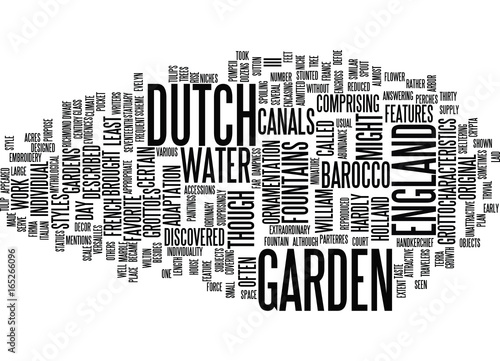 THE DUTCH GARDEN IN ENGLAND Text Background Word Cloud Concept