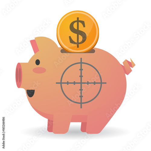Isolated  piggy bank with a crosshair