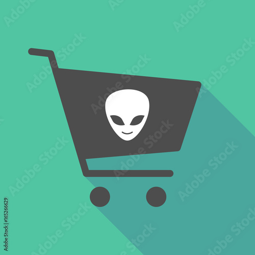 Long shadow  shopping cart with an alien face
