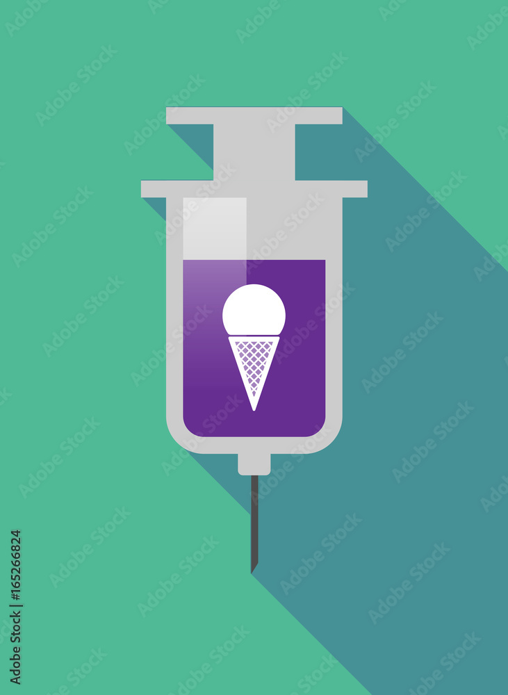 Long shadow syringe with a cone ice cream Long shadow syringe with a cone ice cream