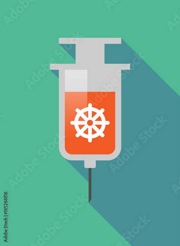 Long shadow  syringe with a dharma chakra sign