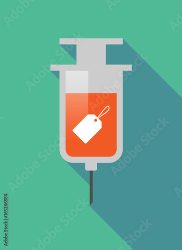 Long shadow  syringe with a label