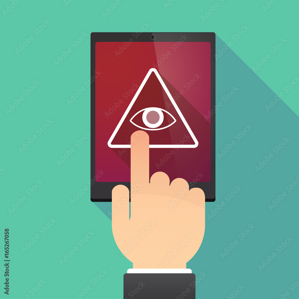Long shadow tablet PC with an all seeing eye Long shadow tablet PC with an all seeing eye