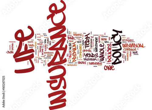 THE DIFFERENT TYPES OF LIFE INSURANCE EXPLAINED Text Background Word Cloud Concept