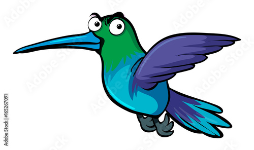 Humming bird flying on white background