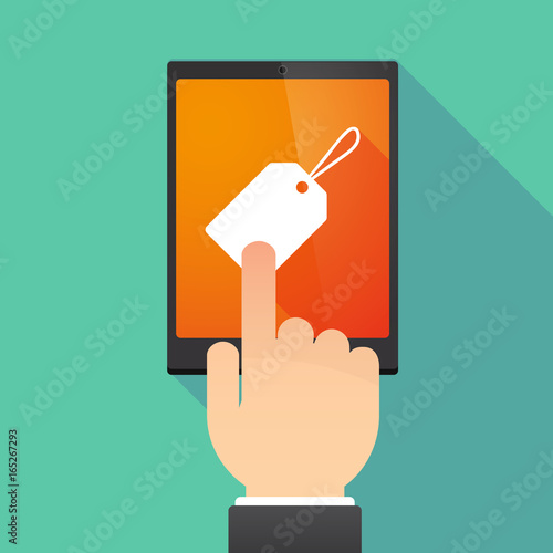 Long shadow tablet PC with a label