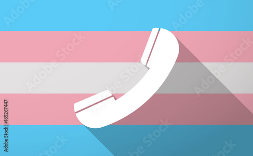 Long shadow  trans gender flag with a phone