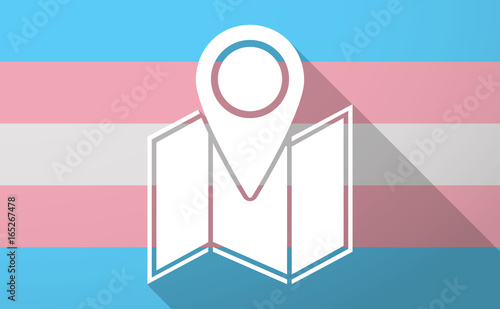 Long shadow  trans gender flag with a map