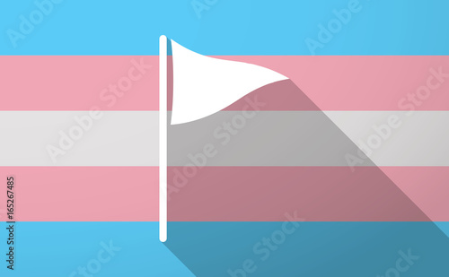 Long shadow  trans gender flag with a golf flag