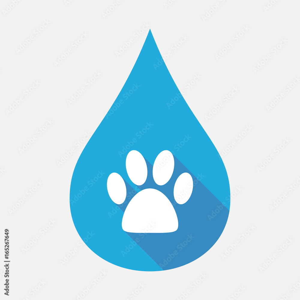 Isolated water drop with an animal footprint Isolated water drop with an animal footprint