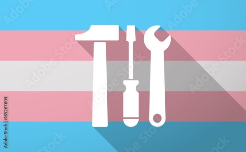Long shadow  trans gender flag with a tool set