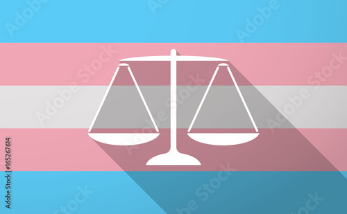 Long shadow  trans gender flag with a justice weight scale sign