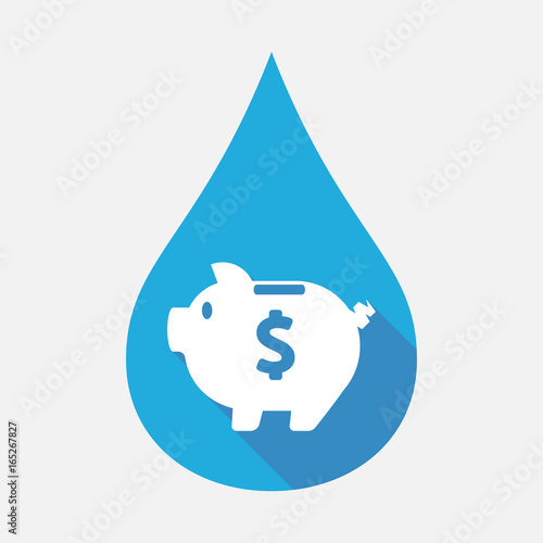 Isolated water drop with a piggy bank