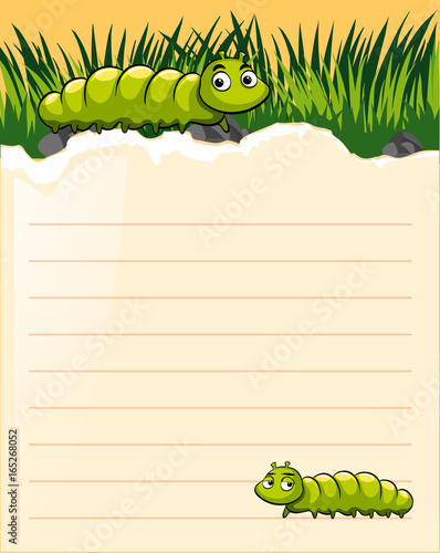 Paper template with two caterpillars photo