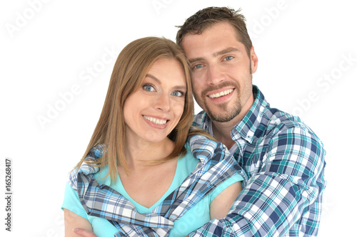 happy young couple hugging