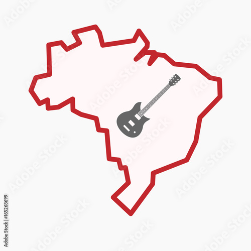 Isolated Brazil map with  an electric guitar
