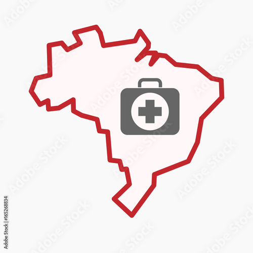Isolated Brazil map with  a first aid kit icon