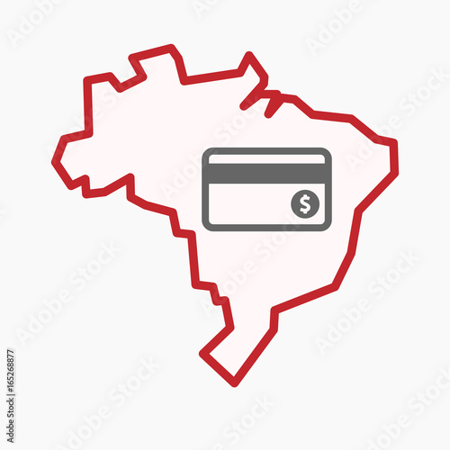 Isolated Brazil map with  a credit card