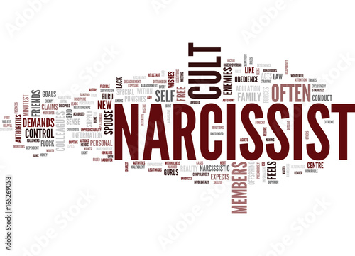 THE CULT OF THE NARCISSIST Text Background Word Cloud Concept