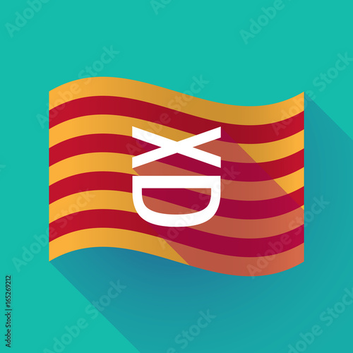 Long shadow Catalonia flag with   a laughing text face