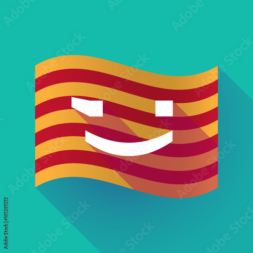 Long shadow Catalonia flag with  a wink text face emoticon