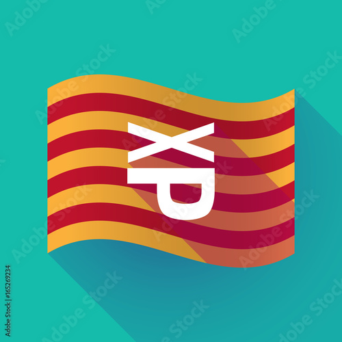 Long shadow Catalonia flag with  a Tongue sticking text face emoticon