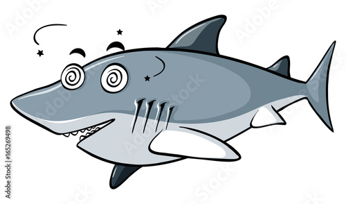 Blue shark with dizzy face