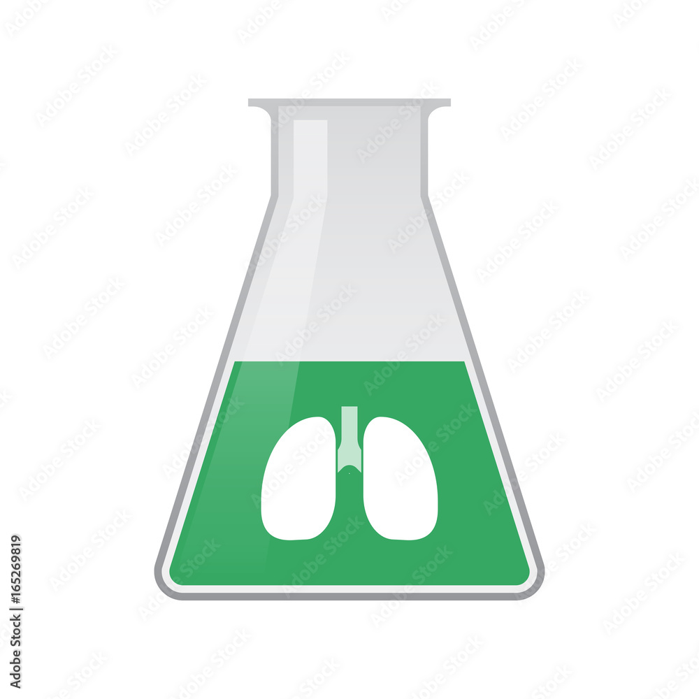 Isolated chemical flask with a healthy human lung icon Isolated chemical flask with a healthy human lung icon