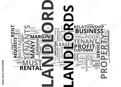 THE COSTLIEST LANDLORD MISTAKES Text Background Word Cloud Concept photo