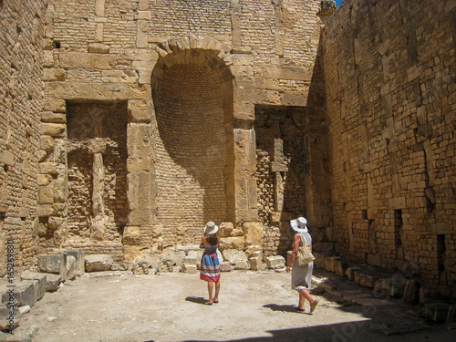 Ruins of an ancient settlement in the desert of Tunisia. The cultural heritage of North Africa photo