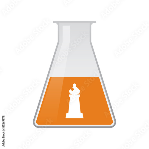 Isolated chemical flask with a bishop    chess figure