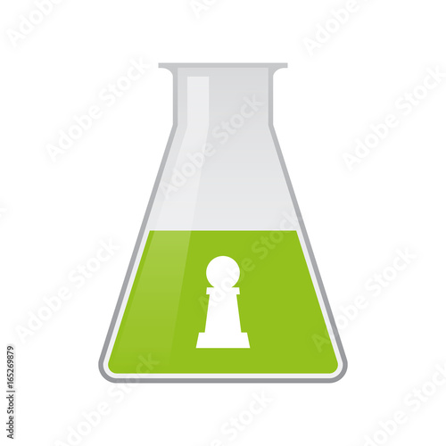 Isolated chemical flask with a  pawn chess figure