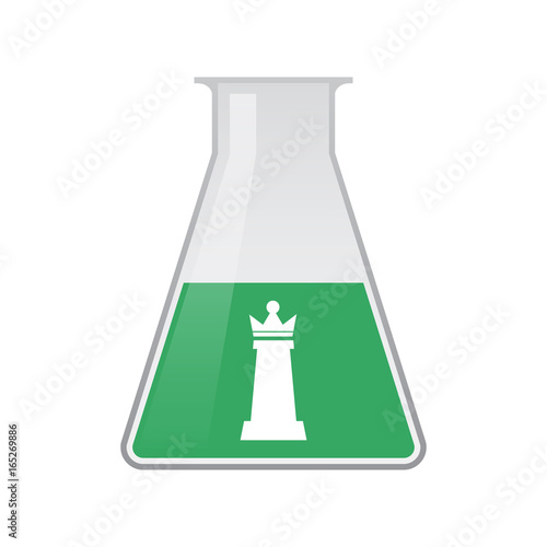 Isolated chemical flask with a  queen   chess figure