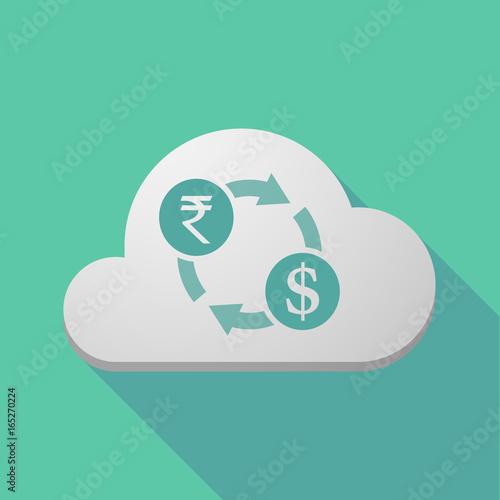 Long shadow cloud with  a rupee and dollar exchange sign