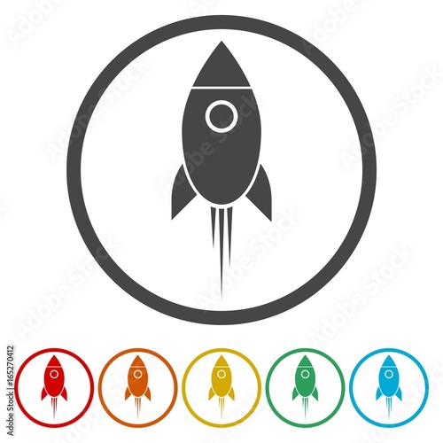 Rocket launcher isolated icons set