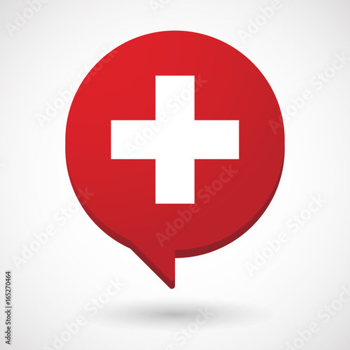 Isolated comic balloon with   the Swiss flag