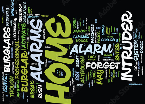 THE CONS OF HOME INTRUDER ALARMS BROUGHT BY NICHEBLOWERCOM Text Background Word Cloud Concept