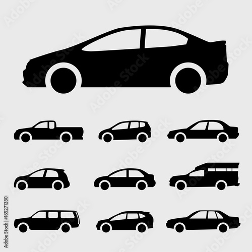 cars icon black vector set