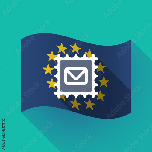 Long shadow EU flag with  a mail stamp sign