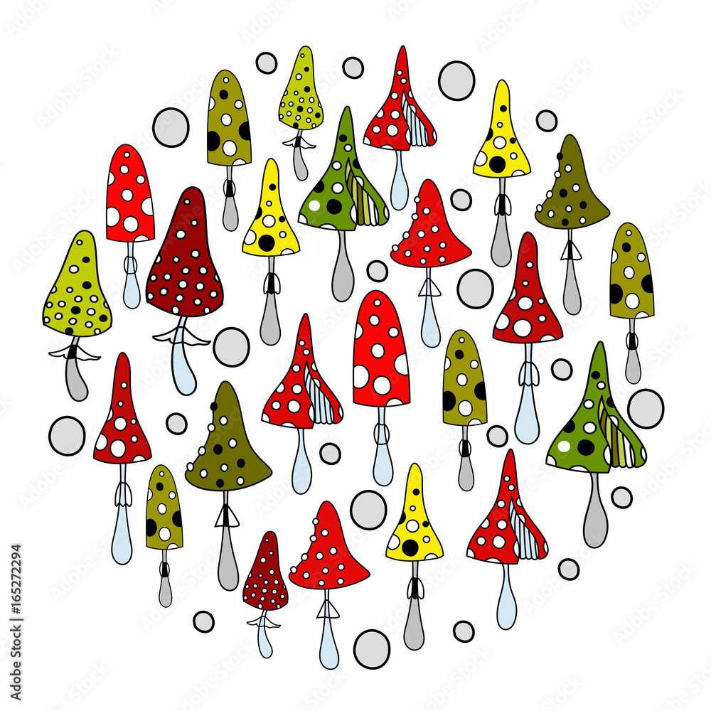 cartoon amanita mushrooms ring. Colorful illustration cartoon amanita mushrooms ring. Colorful illustration